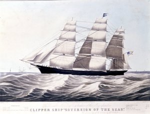 Der amerikanische Klipper Sovereign of the Sea um 1852. Lithographie des 19. Jahrhunderts von Unknown artist