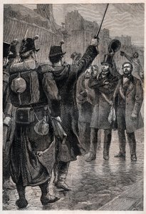 Die Verhaftung von Victor Schoelcher (1804-93) an der Barrikade Saint Antoine, 4. Dezember 1851 - Während des Aufstands, der durch den Staatsstreich von Louis Bonaparte (dem zukünftigen Napoleon III.) ausgelöst wurde von Unknown artist