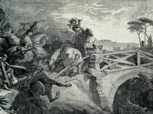 Die Schlacht von Garigliano (Garellano) zwischen Franzosen und Spaniern während des Dritten Italienischen Krieges, 29. Dezember 1503: Gonzalo Fernandez De Cordoba genannt El Gran Capitan von Unknown artist