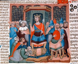 Der byzantinische Kaiser Justinian I. (482-565) umgeben von Juristen und Soldaten seines Hofes von Unknown artist