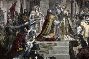 Die Krönung Karls des Großen - Krönung Karls des Großen (742-814) im Jahr 800 durch Papst Leo III.