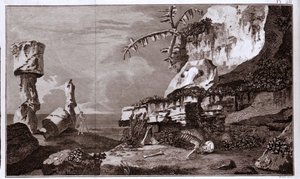 Die Osterinsel (Rapa Nui) in Polynesien nach den „Viaggi del Capitano Cook“, Gravur des 19. Jahrhunderts von Unknown artist