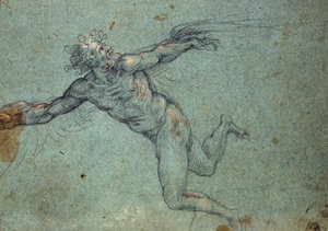Der Sturz des Ikarus - „Der Sturz des Ikarus“ Zeichnung aus dem 17. Jahrhundert von Unknown artist