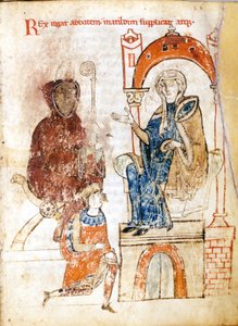 Der deutsche Kaiser Heinrich IV. (1050 - 1106) im Büßergewand bittet Papst Gregor VII. (Hildebrand: 1015/20 - 1085) um Vergebung, der Zuflucht im Schloss der Gräfin Mathilda von Toskana (1046 - 1115) in Canossa gefunden hat. 25. - 28. Januar von Unknown artist