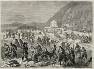 Der Aufstand in Dalmatien (die Bocche di Cattaro) - Aufstand gegen die von der österreichischen Regierung auferlegte Wehrpflicht - EREIGNISSE IN DALMATIEN. AUFSTÄNDISCHE GREIFEN DAS STAATLICHE TRINITÄTSFORT AN, IN DER NÄHE VON CATARO (Bucht von Kotor) - Bu