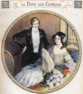 Die Kameliendame von Alexandre Dumas Jr., eine Illustration Ende des 19. Jahrhunderts nach dem Romanjournal von Unknown artist