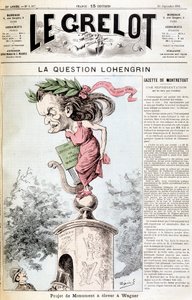 Die Lohengrin-Frage: Denkmalprojekt zu Ehren von Wagner - in „Le Grelot“ vom 20.09.1891 von Unknown artist