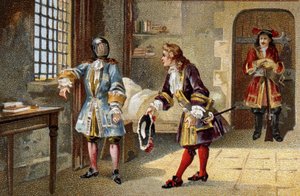 Der Mann mit der eisernen Maske, ein interner Staatsgefangener von 1679 bis 1703 in der Festung der Insel Sainte-Marguerite.