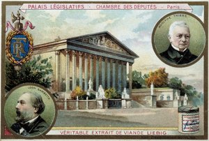 Die Nationalversammlung und Porträts von Gambetta und Thiers