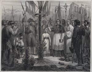 Die Pflanzung eines Freiheitsbaums während der Revolution - Gravur in „Les Fastes populaires, ou Histoire des actes heroiques du peuple et de son influence“ von Unknown artist