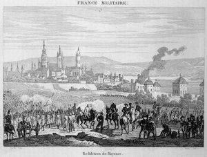 Die preußischen Truppen eroberten von den Franzosen die Stadt Mainz in Deutschland, Juli 1793. Gravur des 19. Jahrhunderts von Unknown artist