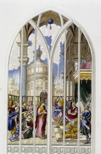 Die Königin von Saba vor König Salomo - aus einem Buntglasfenster von Unknown artist