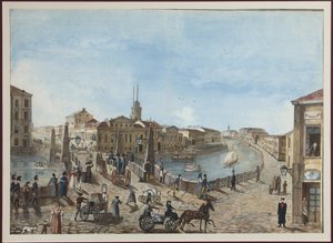 Die Rote Brücke über den Fluss Moika in Sankt Petersburg von Unknown artist