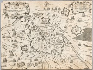 Die Belagerung von Colchester durch Lord Fairfax, wie es mit der Linie und den Außenwerken 1648 war (Gravur) von Unknown artist