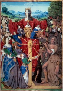 Das Rad des Schicksals. Miniatur aus „Remedy of one and the other fortune“ (De remediis utriusque fort) von Unknown artist