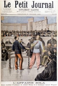 Der Fall Zola: schwerer Vorfall bei der Anhörung zwischen Oberst Hubert Henry (1846-1898) und Oberstleutnant Georges Picquart (1854-1914) - in „Le Petit Journal“ vom 27.02.1898 von Unknown artist