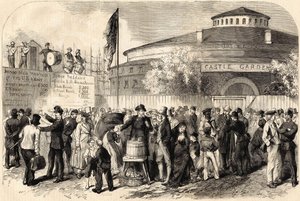 Die Ankunft der Auswanderer in New York im April 1865. Zeichnung von Mr. Shanly. Gravur aus dem 19. Jahrhundert von Unknown artist