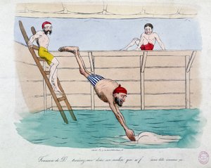 Das Bad: Karikatur der öffentlichen Bäder (Schwimmbäder) in Paris - 19. Jahrhundert, Carnavalet