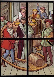 Die Brauer. Lithographie nach einem Glasfenster der Kathedrale von Tournai aus dem 15. Jahrhundert. 19. Jahrhundert. Paris, Kunstgewerbemuseum von Unknown artist