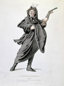 Die Figur des Crispin in „Der universelle Legat“ (1708) von Jean François Regnard (1655 - 1709). Gravur des 19. Jahrhunderts von Unknown artist