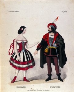Die Charaktere Maddalena und Sparafucile im 3. Akt der Oper „Rigoletto“ von Komponist Giuseppe Verdi (1813-1901) von Unknown artist