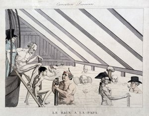 Das Papa-Bad: Karikatur über die Schwimmbäder in Paris von Unknown artist