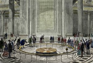 Das berühmte Pendel-Experiment von Leon Foucault im Jahr 1851, das die Rotation der Erde im Pantheon in Paris demonstriert. von Unknown artist