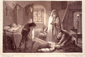 Die ersten 2 Opfer der Pest in Noja, einer kleinen Stadt in Apulien, Italien - in „Storia d