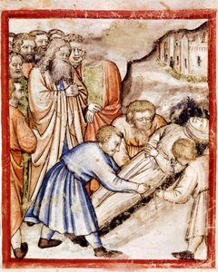 Das Begräbnis von Sarah. Miniatur aus Codex 212 (oder Padovano Codice oder Bibel von Padua) 1390-1400 Rovigo, Accademia dei Concordi von Unknown artist