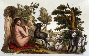 Der Gott Pan. Gravur aus „Dizionario mitologico“ 19. Jahrhundert von Unknown artist