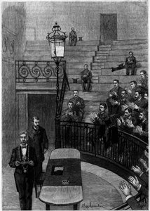 Der große Amphitheater der Medizinischen Fakultät des Quartier Latin in Paris. Gravur im Journal „La jeunesse“
