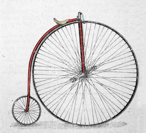 Das große Fahrrad, oder Grand Bi (Grand-Bi), wurde zwischen 1865 und 1870 erfunden von Unknown artist