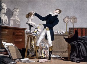 Der Friseur - Lithographie, Anfang 19. Jahrhundert