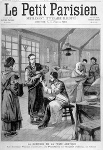 Die Heilung der asiatischen Pest: Dr. Yersin impft die pestkranken Tiere des Krankenhauses von Amoy in China - in „Le Petite Parisien“ vom 07.02.1897 von Unknown artist