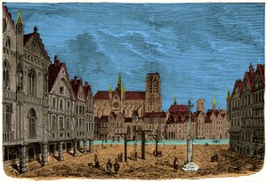 Das Haus mit den Säulen oder Haus des Dauphin, ehemaliges und erstes Stadthotel von Paris im Mittelalter, Gravur 19. Jahrhundert von Unknown artist