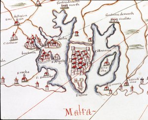 Die Insel Malta mit Fort St. Elmo (Detail des Portulans von Castellini) von Unknown artist