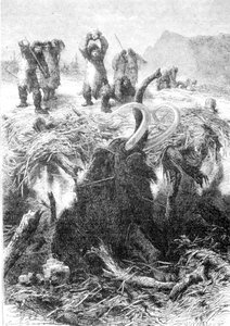 Die Mammutjagd. Gravur aus dem späten 19. Jahrhundert. von Unknown artist
