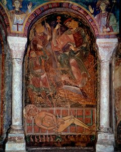 Das Martyrium des Heiligen Laurentius (210/220-258) starb auf dem Grill, Fresko von Berze die Stadt