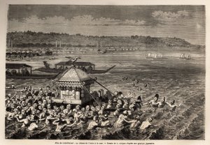 Das Matsouri (Jahrmarkt, Prozession) von Tennoo Gots, findet jedes Jahr am 6. Tag des 6. Monats statt, für die Fischer der Strände von Yedo (oder Edo, dem heutigen Tokio), es ist die Feier des Jahrestages ihrer Lieblingsgottheit: Tengu, der geflügelte