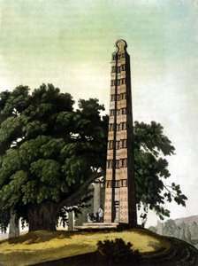 Der Obelisk von Axum (Aksoum), 1937 von den Italienern nach Rom gebracht. Il Costume antico e moderno, Jules Ferrario, Mailand 1820. von Unknown artist