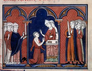 Das Ordo der heiligen Darstellung des Rituals der Salbung des Königs (wahrscheinlich Ludwig IX.)