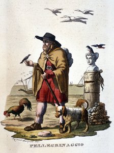 Die Pilgerreise: ein Pilger auf dem Weg nach Santiago de Compostela von Unknown artist