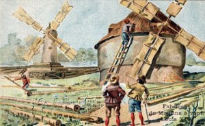 Der Beruf des Windmühlenbauers zu Beginn des 18. Jahrhunderts. von Unknown artist