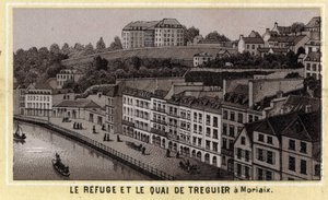 Der Zufluchtsort und Kai von Treguier in Morlaix (Finistère, Bretagne). Chromolithographie Ende des 19. Jahrhunderts. von Unknown artist