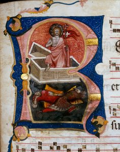 Die Auferstehung Christi, Miniatur aus einem Choralpergament