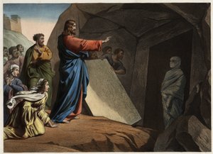 Die Auferstehung des Lazarus. Anonyme Gravur aus der Mitte des 19. Jahrhunderts. von Unknown artist