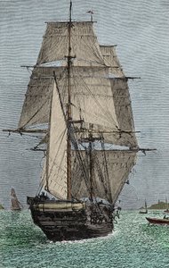 Das Schiff „Beagle“ (Expedition, an der Darwin als Naturforscher teilnahm) von Unknown artist