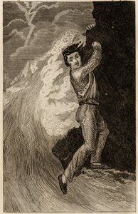 Das Schiffswrack von Robinson Crusoe, Gravur eingefügt in „Die Abenteuer von Robinson Crusoe“ von Daniel Defoe (1660-1731), Ausgabe der Bildungsbuchhandlung, Paris 1838. Selva-Sammlung von Unknown artist