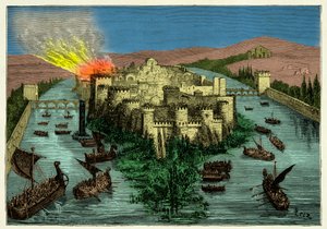Die Belagerung von Paris 845 durch die Wikinger mit Ragnar Lodbrok an ihrer Spitze
