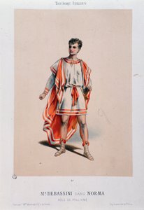 Der Sänger Achille De Bassini als Pollione in der Oper La Norma von Unknown artist